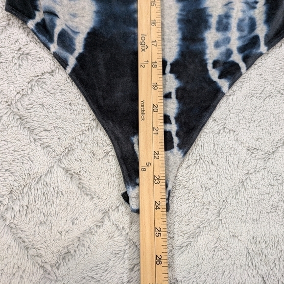 Allsaints Bodysuit Women's 6 Blue Ink Gray Marl Raffi Velvet Tie Dye Teddy  - Picture 5 of 9